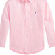 RALPH LAUREN Ralph Lauren children's clothing SS22 Logo embroidered solid linen long-sleeved shirt boys pink pink S