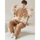 Shantoulin Village Shark Men's Autumn and Winter Large Size One-piece Pajamas 2024 Teenagers Plush Thickened Coral Fur Home Clothing YPF One-piece 3890 Gray Cat M Size 160C/95Jin[Jin equals 0.5 kg]