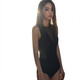 DK swimsuit women's one-piece small breasts push-up sexy bikini conservative belly-covering slimming fairy style black L