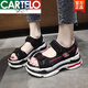 卡帝乐鳄鱼（CARTELO）2025新品运动凉鞋女年春夏季韩版网红坡跟舒适休闲百搭厚底松糕鞋 白色评【当季爆款】 36