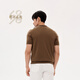 Ordos 1980 wool small lapel striped short-sleeved men's knitted cardigan 18316 brown L 175/96A