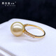 Black and white gold pearl South Sea seawater gold pearl ring 18K gold material inlaid with gold pearl ring temperament women's model 11-12mm