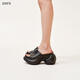 
SMFK pre-sale WAVE high-heeled sports slippers SL002B1 thick sole height-enhanced fashionable one-fold flip-flops 9.5cm Jiang Peiyao same style wilderness black one size larger 37