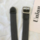 Fikawei lazy belt stretch canvas belt men and women casual outdoor student jeans military training all-match braided belt [square buckle] black