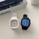 Esté atento a los exámenes de estudiantes de secundaria y senior de estudiantes de secundaria Ins Nicho de Nicho Square Square Simple y versátil de cuarzo Electronic Watch 7027 Boxe Digital Cinnamon Box + Battery