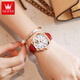 Oleeis Olevs Swiss Certified Brand Watch Women's Mechanical Watch Vollautomatisch Hollow Women's Watch Birthday Gift für Freundin und Frau verbesserte die erweiterte Version 6636-Red Rose Flora Face [Lebenszeitgarantie]