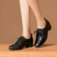 Zapatos de cuero con cordones negros de lu shinan para zapatos de trabajo de boca profunda profesional de la mitad de la mujer para mujeres para el otoño y los zapatos de conmutación de invierno en el tacón grueso de cuero de cuero suave y de cuero negro de la mitad de la altura media de 3.5 cm más el vellón (723) 36