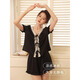 
KJ French ladies pajamas summer thin short sleeve shorts summer cardigan can be worn outside home clothing suit Pink 55J1278 [Long suit] S