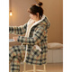 Catman (Miiow) El pijama de terciopelo de coral para mujeres en invierno de tres capas de algodón de algodón en terciopelo en terciopelo, el estilo de otoño e invierno se puede usar fuera de ropa para el hogar 6624 L (100-120Jin [Jin iguala 0.5 kg])