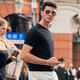 Mr. Bu spring new product men's T-shirt short-sleeved round neck creative letters exquisite embroidery cool and comfortable men's clothing AT12112 black 2XL (185)
