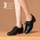 Zapatos de cuero con cordones negros de lu shinan para zapatos de trabajo de boca profunda profesional de la mitad de la mujer para mujeres para el otoño y los zapatos de conmutación de invierno en el tacón grueso de cuero de cuero suave y de cuero negro de la mitad de la altura media de 3.5 cm más el vellón (723) 36