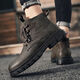 Zhuseii Martin Boots Herren Winter neuer High Top Retro Herrenschuhe Britische Arbeit Lederstiefel Outdoor Casual Motorrad Kurzstiefel Männer RF-HC897 Black 39