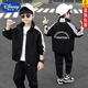 Disney (DISNEY) brand boys sports jacket autumn 23 new trendy boys baseball uniform spring middle and large children spring and autumn children's jacket black size 150 recommended for children 140 cm