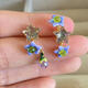 Caizhi French les enamel eggplant dream series blue jasmine faceted star gemstone earrings ring earrings