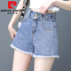 Pierre Cardin Denim-Shorts für Frauen im Sommer koreanischer Stil hoher Taille tragen lockere Breauzier-Hose A-Line Hot Hosen 9926# Blue XL [115-125jin [Jin gleich 0,5 kg] gute Qualität]