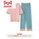 猫人（MiiOW）睡衣女夏纯棉薄款家居服两件套短袖长裤休闲套头居家服女夏套装棉 LM7374 M码[适合150-160身高80-105体重]