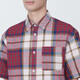MUJI men's Madras checked button-neck short-sleeved shirt men's shirt jacket pure cotton AC1W8A4S red checked S (165/84A)
