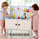 Hape play house toys Children's kitchen picture book shelf sofa chair storage cabinet furniture two-in-one gift for boys and girls Transform into the kitchen 3-8Y