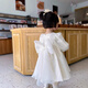 Nian Lulan Princess Dress Girls 2024 Spring and Autumn Korean Flower Girl White Dress One Year Old Dress Baby Girl Summer White Long Sleeves with Pearl Headband 90