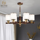 Cobre Heart Woody NUEVA CANDELIER CHINA COPAR Lámpara de sala de estar de estilo chino Antiguo restaurante de nuez negro dormitorio Ligera de madera sólida Candelier J9731-5 Cabeza [con bombilla de tres colores]