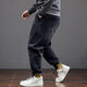 Fei Shimi Autumn New Fashion Brand Elastic Small Foot Jeans Fat Loose and All-Match Pants Elastic Waist Fat Pants 300 Jin [Jin equals 0.5 kg] Black 9901 XL 1 (130-150 Jin [Jin equals 0.5 kg])