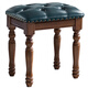 Yaowanxi Round Stool Soft Pack American Makeup Stool Dressing Table Stool Manicure Stool European Solid Wood Modern Simple Bedroom D2 Model Walnut Green Leather Pull-Buckle Style