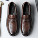 
CARTELO men's leather shoes summer breathable business casual shoes loafers one-foot hollow leather shoes men 9934 brown 38