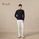 Ordos 1980 new worsted pure cashmere half turtleneck simple casual men's comfortable cashmere sweater autumn and winter pure black M 170/92A