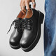 Shelley Jones Chaussures en cuir décontractées Summer Ins Niche Commu au grand chef de style britannique Teen Sole Round Round Head Derby Chaussures 9910 Black 40