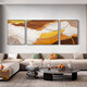 Mopai living room decoration painting hand-painted oil painting sofa background wall hanging painting abstract texture high-end triptych mural Monet series middle set (left and right 50x70+center 100x70) hand-painted