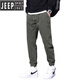 吉普（JEEP）2023年新款秋冬季加绒裤子男士加厚束脚工装潮流松紧腰休闲牛仔裤 9859灰色加绒 2XL 【150-165斤】