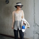 Flower Shadow Yaoyao Fayinyoo Oriental Simple et Extra Supported Silk Ougenya Shirt Femme's Simple and Volyled Color Base portant H1713 Mysterous Black M