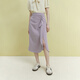 
Fan Silan 23FS12132 ruffled pleated skirt commuter solid color mid-length lower slit skirt for women light purple S