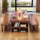 Lijiangxing 2025 nueva sala de estar de madera sólida mesa de comedor larga larga mesa de lectura de trabajo integrada sala de living mesa gran mesa de aprendizaje CR9904# nuez Tabla individual no 140x80x75cm