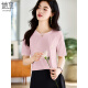 Ella disfruta de una camiseta de manga corta para mujeres, cuello redondo, top bordado informal y versátil para mujeres, camiseta, camisa de base de manga corta T143T1390