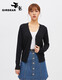 Respiración profunda respiración profunda para mujer lavable lana pura cárdigan a400298 negro s (tamaño 2)