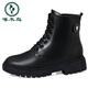 
Woodpecker leather Martin boots for women plus fleece mid-heel 2025 autumn and winter new women's shoes cotton shoes thick heel thick sole British style short boots black plus fleece 37