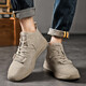 Jeep Herrenschuhe Leichte Kee-Resistante Jeep 2025 Frühlings- und Sommer-Martin Boots Herren Soft Sohle Mid-Top Flat Casual Schuhe Echte Lederschuhe Herren Sandfarbe (Empfohlen von Ladenmanager) 40