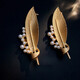 Caizhi feather brooch for women retro all-match corsage pin suit accessories matte gold 1 piece