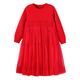 Annil (Annil) shopping mall same style girls dress gauze skirt autumn new long-sleeved princess dress AG313548 New Year red 140cm