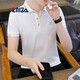 Camiseta de manga corta Zmza para la solapa de hombres de la solapa para hombres Casco Summer Nuevo estilo de moda Top de camiseta de cuello de polo de moda para hombres 683 White M Recomendado 100-120Jin [Jin iguala 0.5 kg]
