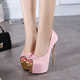 Yu Meng Xindi super high heels sexy slim heels 20cm summer new super high heels 22cm fish mouth single shoes nightclub women's shoes large size 43 hatred black bow 16cm 44