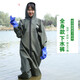 Waterproof waders, full body fishing suit, fishing jumpsuit, thickened fishing suit, wading clothes, rain pants, rain boots, fishing pants, dark blue 70 silk 41