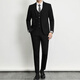 Ayou Fat Suit Men's Business Formal Wear New Groomsman Wedding Suit Professional Commuting Two-piece Dress Black 5XL
