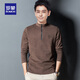 Romon Light Luxury High-end Men's Sweatshirt in Fall and Winter New Fleece Plus Fleece Casual Slim Half Zipper Stand Collar Fleece F39-9898 Camel [regular] M