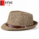 Lucaly Hat Strohhut mittleren Alters und älterer Mode Top Hat Stroh gewebtes Britisch-Retro-Jazz-Sonnenhut Gentleman Weiß One Size (55-59 cm)