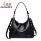 Canguro (canguro) Bolso de mujer de cuero genuino bolso de hombro en bolso de cuerpo cruzado Bolso de hombro Gran capacidad 2025 nuevo bolso madre bolsa versátil de cuero suave negro [bolso de bolso de bolsas de regalo]