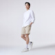 杰克·琼斯（JACK&JONES）夏新款直筒版型立领七分袖简约潮舒适男士休闲衬衫男装224231001 A06 雪白色 常规 M 175