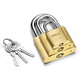 iGear copper padlock tool box storage cabinet freezer key lock dormitory school shop warehouse car door and window small lock waterproof and rust-proof mechanical lock 25mm