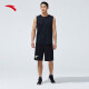 ANTA Quick-drying Vest丨Men's Breathable Sports Vest 2024 Summer Fitness Sleeveless Top Morning Exercise Wear Basketball Smock [Fitness] Basic Black-2XL/Male 180